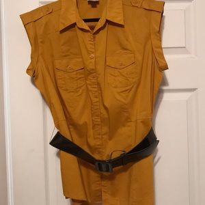 Ladies Sleeveless Mustard Shirt